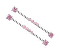 SHERCHPRY Lot de 2 Boucles D’oreilles Piercing Industriels en Acier Titane 14g, Haltères 38 Mm pour Cartilage et Hélix, Bijoux Perles Cz Scintillantes, Unisexe, Compatibles Piercing