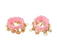 SHERCHPRY Lot de 2 Bracelets de Cheville de Danse Orientale Rose, Taille Unique, Clochettes Jinglantes et Pièces de Monnaie, Bijoux Légers pour Danseuses du Ventre, Accessoires