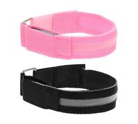 SHERCHPRY Lot de 2 Brassards et Bracelets Lumineux LED Rechargeables pour Course Nocturne Brassard Clignotant en Aluminium Bracelet de Sport Rose et Multicolore Sécurité pour Bras et