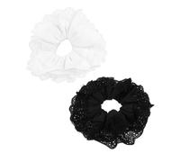 SHERCHPRY Lot de 2 Chouchous en Dentelle Surdimensionnés Élastiques à Cheveux Blancs Accessoires Élégants pour Cheveux Épais pour Chignons et Tresses