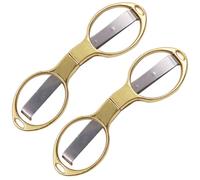 SHERCHPRY Lot de 2 Ciseaux Pliants Multifonctions en Acier Inoxydable Mini Ciseaux de Voyage Dorés Poignée Métallique Coupe-Fil Sécurisé Compacts et Pratiques pour Couture Maison et