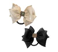 SHERCHPRY Lot De 2 Cordes à Cheveux En Organza Décoratives Délicates, Taille Unique, Légères Et Élastiques, Pour Femmes Et Filles, Usage Quotidien Et Fêtes, Couleurs Noir Et Beige Clair