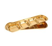 SHERCHPRY Lot de 2 Coupelles à Sauce en Acier Inoxydable Doré Plateau Carré Compartimenté 4 Sections Bols à Condiments pour Fondue Barbecue et Apéritif Petit Plat à Trempette