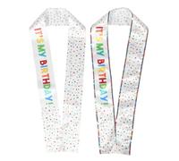 SHERCHPRY Lot de 2 Écharpes D’anniversaire en Satin Lettrage « C'est Mon Anniversaire » 82cm et 80cm, Ceinture Brillante à Paillettes pour Accessoires de Fête Anniversaire Filles,
