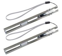 SHERCHPRY Lot de 2 Lampes Stylo Médicales LED Rechargeables USB, Acier Inoxydable, Lumière Blanche et Jaune, Compactes et Légères, pour Examen Oculaire, Orl et Soins Infirmiers, Cordon