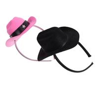 SHERCHPRY Lot de 2 Mini Chapeaux Cowgirl Serrage-Tête Noir Pailleté et Rose Bandeau Accessoires de Fête Vintage Western pour Carnaval Anniversaire et Déguisement Femme Bandeaux Coiffure