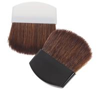 SHERCHPRY Lot De 2 Pinceaux De Maquillage Plat Portable, Pinceaux à Blush Et Fond De Teint, Plastique Et Crin De Cheval, Blanc Et Noir, Pour Maquillage De Voyage Et Utilisation Quotidienne