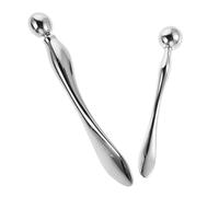 SHERCHPRY Lot de 2 Sticks Massage Contour des Yeux en Métal Argenté Applicateurs Visage Portables Cuillères Doseuses pour Crème Rouleaux Relaxants pour Soin Peau Format Moyen et Grand