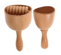 SHERCHPRY Lot de 2 Tasse de Massage en Bois Naturel Petit Format Rouleau de Massage Manuel Outil D’auto-massage du Dos Portable pour Détente Musculaire Usage Domestique et Bien-être Corporel