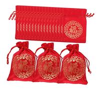 SHERCHPRY Lot De 20 Paquet à Cordon En Satin Style Chinois 13x10 Cm, Pochettes De Rangement Pour Bonbons Du Nouvel An, Paquet De Rangement Pratiques Et Légers Pour Emballage Présent