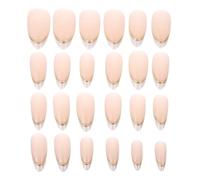SHERCHPRY Lot de 24 set de Faux Ongles à Coller d'Amande Style French Manucure Blanc avec Motifs Dorés 3D Extensions à Couverture Complète Légers et Solide pour Pose Maison ou Salon