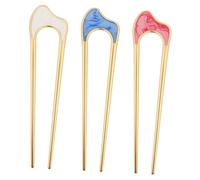 SHERCHPRY Lot De 3 Épingles à Cheveux Françaises Forme u En Alliage Bâton Décoratif Pour Cheveux Épais Pour Femmes Accessoires Coiffure Chignon Polyvalents Couleurs Blanc Rose Bleu