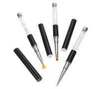 SHERCHPRY Lot De 3 Stylos à Dessin Pour Nail Art Manche Long, Pinceaux Acryliques Noirs Pour Manucure Diy, Outils De Peinture Pour Création De Motifs, Accessoires Manucure Professionnels