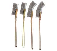 SHERCHPRY Lot de 4 Brosses Métalliques à Fil d'Acier pour Nettoyage et Décapage Manches Longs 2 Têtes Droites et 2 Têtes Coudées Brosses Ménagères Robustes pour Dépoussiérage et
