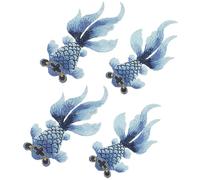SHERCHPRY Lot de 4 Écussons Brodés Poisson Rouge Appliqués Couture pour Vêtements Patchs Décoratifs en Tissu Bleu Tailles Petit et Grand Accessoires DIY pour Paquet Chapeaux et