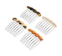 SHERCHPRY Lot de 4 Petits Peignes Latéraux en Acétate Français Antidérapants pour Cheveux Fins et Épais, Mini Pinces à Cheveux Latérales Blanches, Café, Jaspe Clair et Foncé,