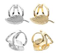 SHERCHPRY Lot de 4 Pinces à Foulard Vintage en Fausses Perles et Feuilles, Clips Porte-écharpe en Métal Léger, 2 Dorés 2 Argentés, Accessoires pour Châles, Chemises et Bandeaux, Usage