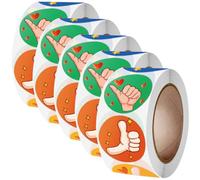 SHERCHPRY Lot de 5 Rouleaux D'autocollants de Récompense Adhésifs « Pouce Levé » 2,5 Cm, Autocollants Scolaires Positifs pour Étudiants, Stickers Encourageants pour Classe et Activités