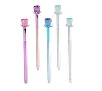 SHERCHPRY Lot de 5 Stylos Gel Noirs Rechargeables à Motif Rose Stylo à Bille pour Écrire et Signer Papeterie pour Étudiants et Bureau Écriture Fluide et Légère Couleur Couleur Aléatoire