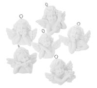 SHERCHPRY Lot de 6 Pendentifs Décoratifs Anges Baroques en Métal Argenté, Breloques Soi-même pour Création de Bijoux, Accessoires Polyvalents pour Colliers, Bracelets et Porte-clés, Loisirs