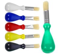 SHERCHPRY Lot de 6 Pinceaux en Poils de Porc pour Peinture à L’Huile Manches Courts pour Peinture Garçon et Filles 2 à 4 Ans et Gouache Usage Artistique Loisirs Créatifs