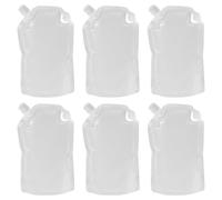 SHERCHPRY Lot De 6 Sachets Rechargeables 1l Bec Incliné Blanc Laiteux, Compressibles Et Anti-fuite, Contenant Cosmétique Portable Pour Trousse De Maquillage Et Produits De Toilette En Voyage