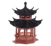 SHERCHPRY Modèle Miniature de Pagode Vintage en Plastique Double Étage Hexagonal Petit Pavillon Décoration pour Jardin Féérique Bonsaï Aquarium et Terrarium