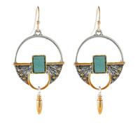 SHERCHPRY Paire de Boucles d’Oreilles Pendantes Vintage Incrustation de Pierre Bleue Boucles Longues en Alliage Léger Couleur Bronze 1 Paire Bijoux d’Oreilles pour Femmes Style Rétro