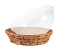 SHERCHPRY Panier à Rond Marron 30 Cm avec Couvercle Transparent, Panier de Service Alimentaire Polyvalent en Acrylique et Pp, pour Boulangerie et Pâtisserie Réutilisable