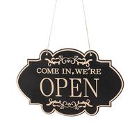 SHERCHPRY Panneau de Porte en Bois Double Face Noir, Design Rétro, Panneau Ouvert et Fermé pour Boulangerie ou Pharmacie, Grand et Visible pour Décoration Commerciale