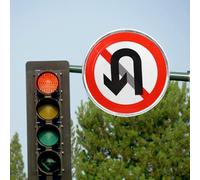 SHERCHPRY Panneau Interdit Demi-Tour Réfléchissant Résistant aux Intempéries en Métal Robuste pour Allée et Route Panneau Indicateur D’Interdiction de Demi-Tour Extérieur Signalisation