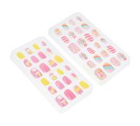 SHERCHPRY Patchs de Faux Ongles Garçon et Filles Cartoon Capsules Autocollantes Manucure 2 Boîtes 48 Pièces Accessoires Nail Art Décoratifs pour Usage Maison et Professionnels