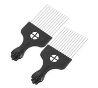 SHERCHPRY Peigne à Cheveux Afro Lot de 2, Modèle Acier Inoxydable Manche Ambre, pour Cheveux Bouclés et Épais, Peigne Liftant Coiffure, Usage Salon et Domicile