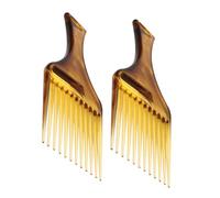 SHERCHPRY Peigne Afro à Dents Larges En Plastique Ambré, Lot De 2, Grand Format, Démêlage Facile, Pour Cheveux Bouclés Et Épais, Coiffage Quotidien, Usage Professionnel Et Personnel