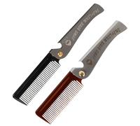 SHERCHPRY Peigne Pliable en Acier Inoxydable 2 Pcs Dents en Plastique Souple, Petit Peigne de Poche pour Entretien Barbe et Coiffure, Compact et Portable pour Voyage et Usage