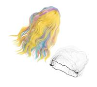 SHERCHPRY Perruque De Fête Perruque Bleue Avec Frange Cheveux Arc-En-Ciel Perruque Rose Pour Femmes Longue Perruque Pastel Pour Costume Perruque Synthétique Colorée Ondulée Fil Coloré