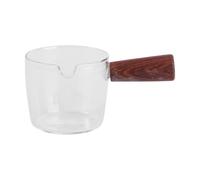 SHERCHPRY Pichet à Lait Grande Capacité avec Poignée en Bois en Verre Borosilicate Léger et Facile à Nettoyer pour Préparer Café et Desserts Chez Soi