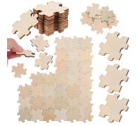 SHERCHPRY Pièces de Puzzle en Bois Brut 4 Cm Lot de 100 Pièces à Peindre Puzzles Créatifs pour Projets Artistiques et Activités Manuelles Vierge pour Loisirs Créatifs