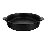 SHERCHPRY Plat à Four Rond en Céramique Noir Double Poignée, Surface Lisse, pour Rôtir Viande et Poulet Lors du Dîner Quotidien