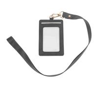 SHERCHPRY Porte-Badge avec Lanière pour Badge Nominatif Étui Rigide Noir en PU Porte-Cartes de Protection Polyvalent Accessoire Bureau et Élève Pratique