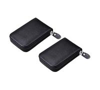 SHERCHPRY Porte-Cartes Cuir de Vachette Multifonction avec Fermeture Éclair, Organisateur de Cartes Crédit pour Homme et Femme, Étui Anti-vol Compact pour Cartes de Visite, Lot de 2 Noir