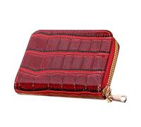 SHERCHPRY Porte-Cartes Multiple en PU Effet Pierre Rouge, Compact et Portable, pour Femme, Paquet à Main et Voyage, Design Style Soufflet, Petit Format Pratique