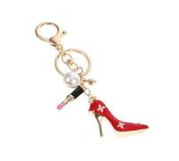 SHERCHPRY Porte-clés de Paquet à Main Bling-bling en Fer Rouge à Lèvres et Talon Aiguille, Accessoire Femme pour Paquet et Portefeuille, Pendentif Décoratif Scintillant et Solide