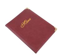 SHERCHPRY Porte-Menu A4 en Similicuir Rouge Foncé Coins Métalliques Dossier de Présentation Transparent pour Restaurant/Bar Support de Menu Solide et Élégant