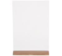 SHERCHPRY Porte-prix pour Table, Porte-menu pour Table A4, Bois et Acrylique, Blanc, Présentoir à Étiquettes de Prix, Transparent, Base Stable, pour Foires et Écoles