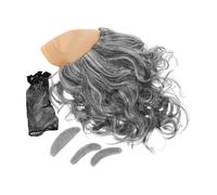 SHERCHPRY Postiche Chauve Homme Kit 3 Pièces Synthétique Gris Barbe Sourcils Déguisement Halloween Fête Costume Ondulé Réaliste