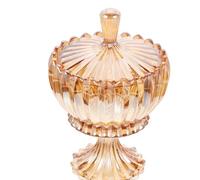 SHERCHPRY Pot de Rangement en Verre Ambré avec Couvercle Hermétique Bocal Transparent Haut pour Bijoux et Bonbons Récipient Multifonction pour Maison et Décoration