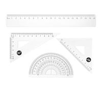 SHERCHPRY Règle Géométrique 4 Pièces 20 CM Transparente en Plastique Équerre Triangulaire Rapporteur Précis Outil de Dessin Professionnel pour Étudiants et Bureau