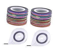 SHERCHPRY Ruban Adhésif De Marquage Nail Art 62 Pièces 30 Couleurs Assortiment Bandes Autocollantes Manucure Décoration Ongles Mains Et Pieds Diy Professionnel Avec 2 Boîtes Rangement