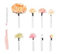 SHERCHPRY Set de 9 Pièces D'accessoires de Cheveux Japonerie pour Kimono, Épingles à Cheveux de Fleur Jaune en Polyester et Soie, pour Mariage et Cosplay